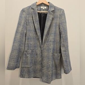 Micro Houndstooth Plaid Blazer Coat